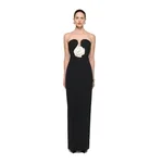 Roland Mouret Strapless Monochrome Flower Gown in Black
