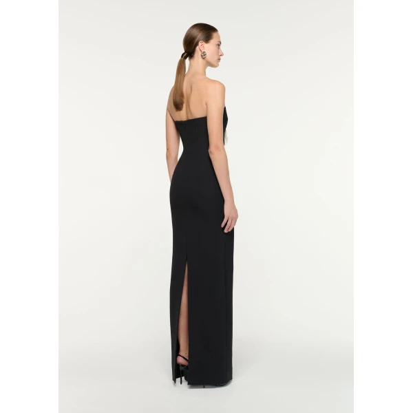 Roland Mouret Strapless Monochrome Flower Gown in Black, view 3