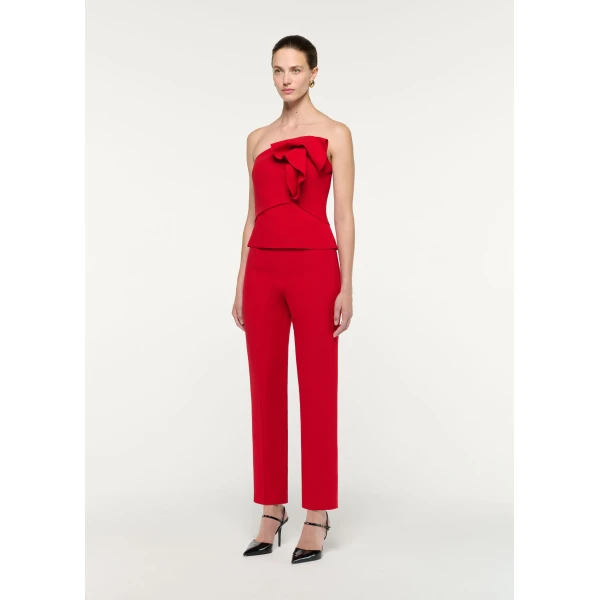 Roland Mouret Strapless Wool Silk Top in Red, view 2
