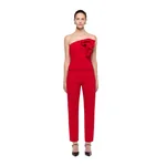 Roland Mouret Strapless Wool Silk Top in Red