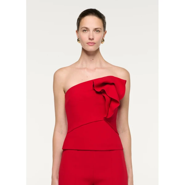 Roland Mouret Strapless Wool Silk Top in Red, view 4