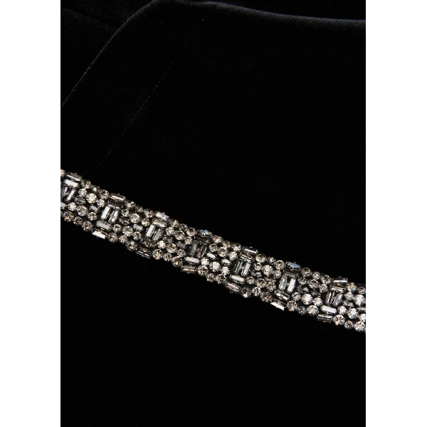 Roland Mouret Velvet Embellished Trim Peplum Jacket in Black, view 5