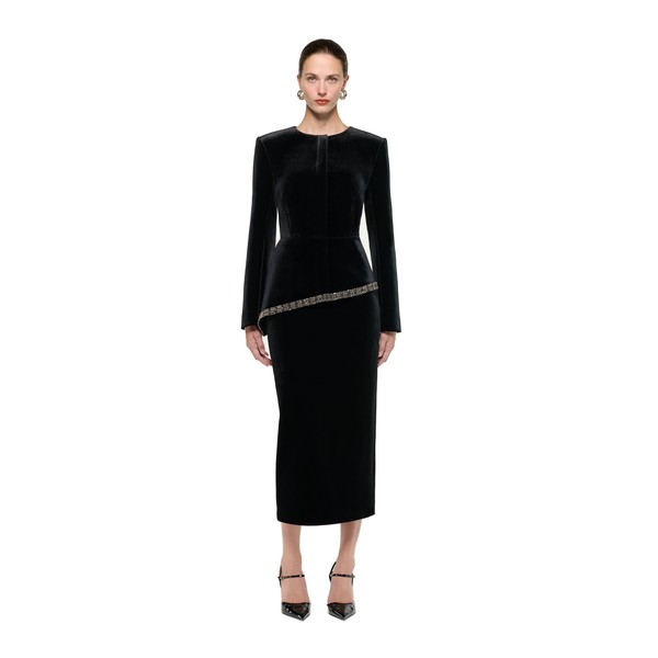 Roland Mouret Velvet Midi Skirt in Black