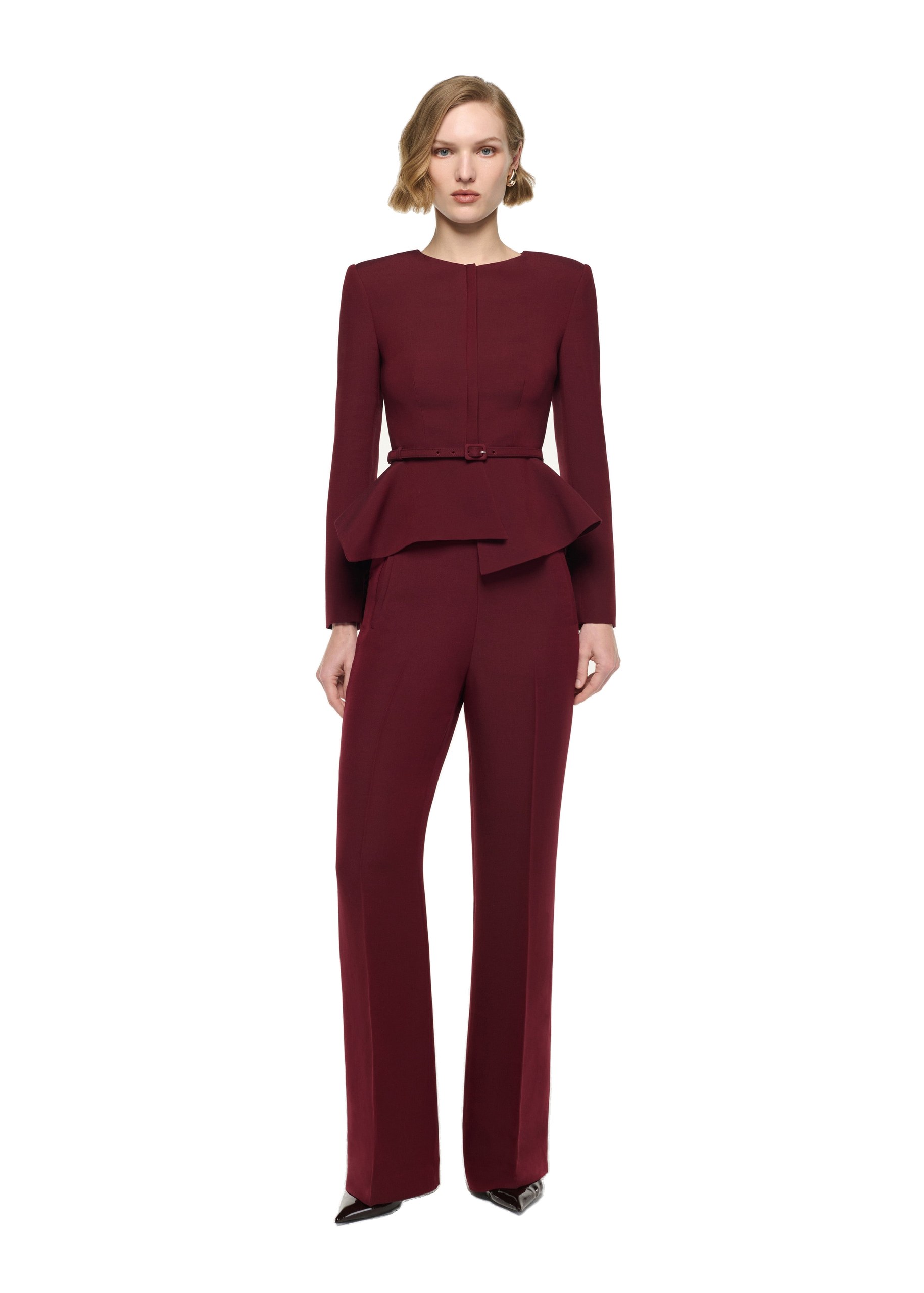 Roland Mouret Wide Fit Trouser in Burgundy