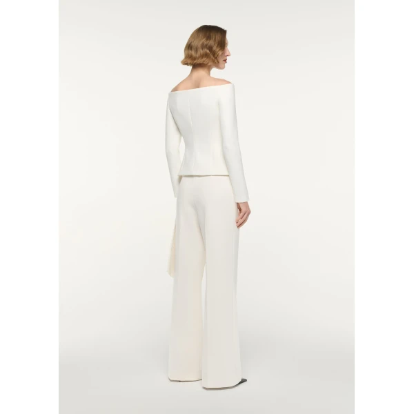 Roland Mouret Wide Fit Trouser in Cream, view 3