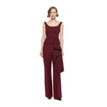 Roland Mouret Wide Strap Fitted Drape Top in Burgundy