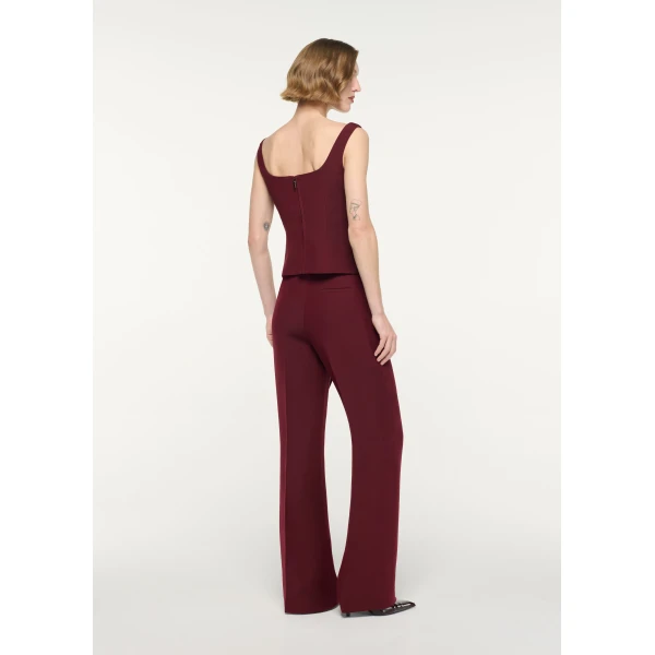 Roland Mouret Wide Strap Fitted Drape Top in Burgundy, view 3