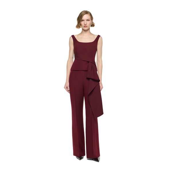 Roland Mouret Wide Strap Fitted Drape Top in Burgundy