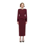 Roland Mouret Wool Silk Midi Skirt in Burgundy