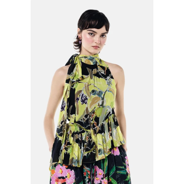 Romance Was Born Acid Gum Chiffon Frill Top, view 5