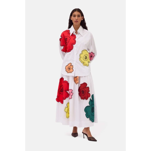 Romance Was Born Big Bloom Cotton Skirt, view 3