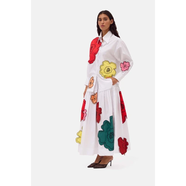 Romance Was Born Big Bloom Cotton Skirt, view 4