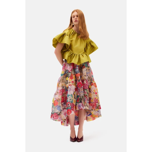 Romance Was Born Chartreuse Frill Top, view 4