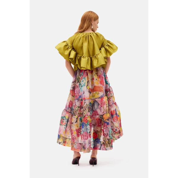 Romance Was Born Chartreuse Frill Top, view 5