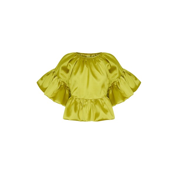 Romance Was Born Chartreuse Frill Top