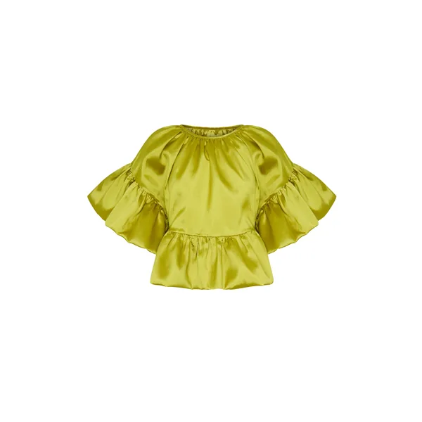Romance Was Born Chartreuse Frill Top