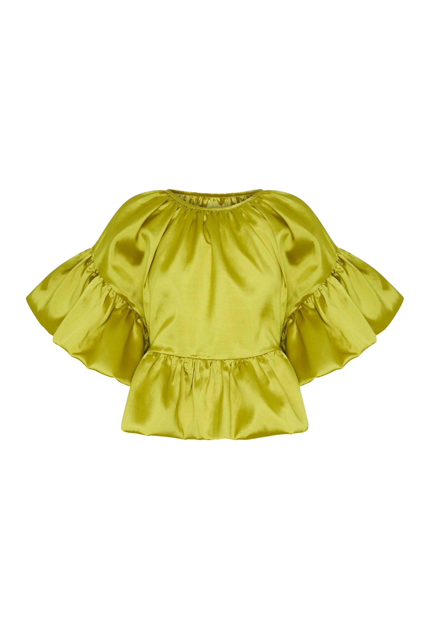 Romance Was Born Chartreuse Frill Top