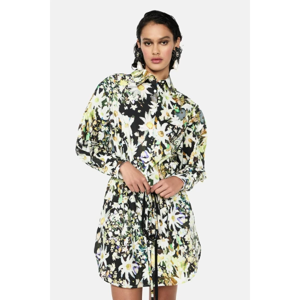 Romance Was Born Flannel Flower Shirt Dress, view 3