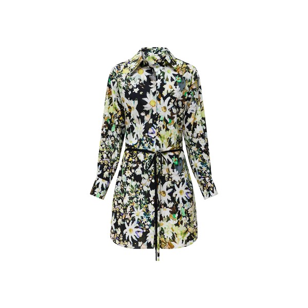 Romance Was Born Flannel Flower Shirt Dress