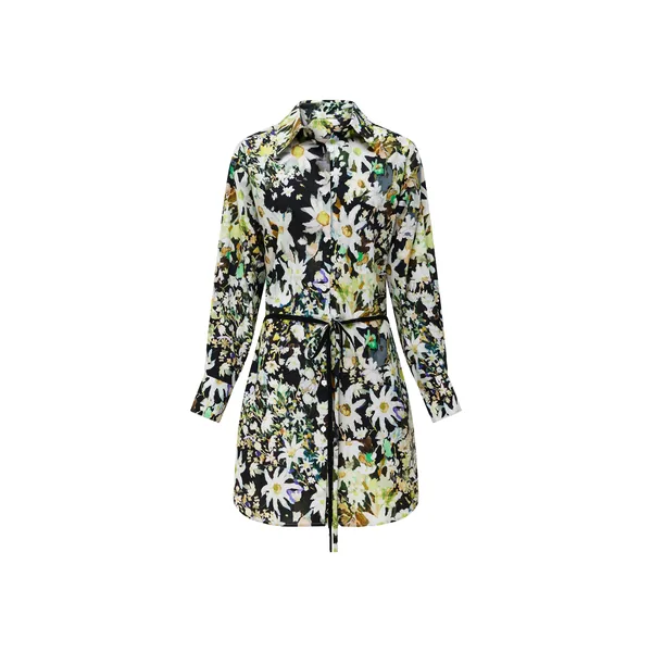 Romance Was Born Flannel Flower Shirt Dress