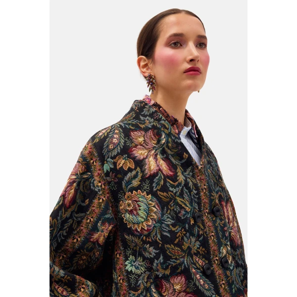 Romance Was Born Floral Jacquard Crop Coat, view 2