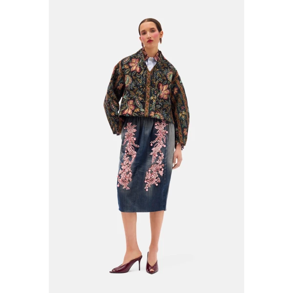 Romance Was Born Floral Jacquard Crop Coat, view 3