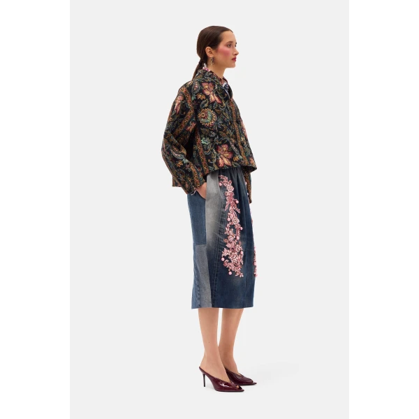 Romance Was Born Floral Jacquard Crop Coat, view 4