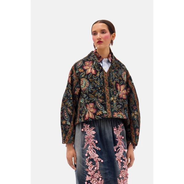 Romance Was Born Floral Jacquard Crop Coat, view 5