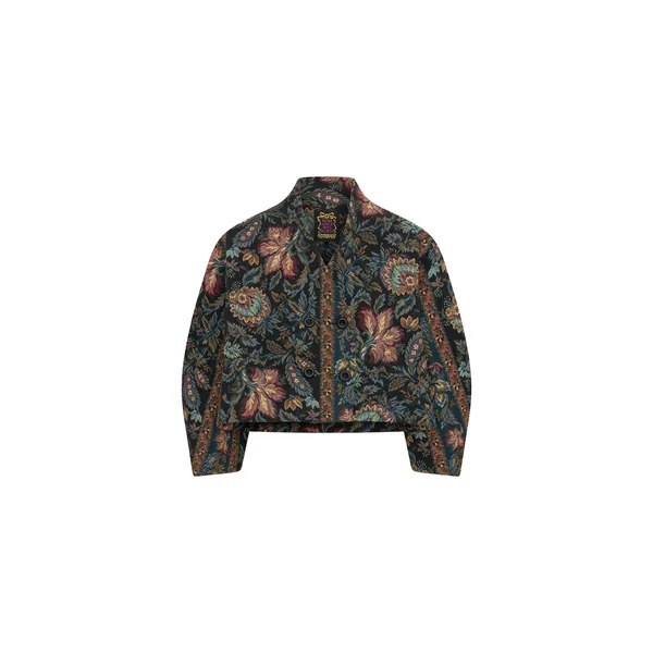 Romance Was Born Floral Jacquard Crop Coat