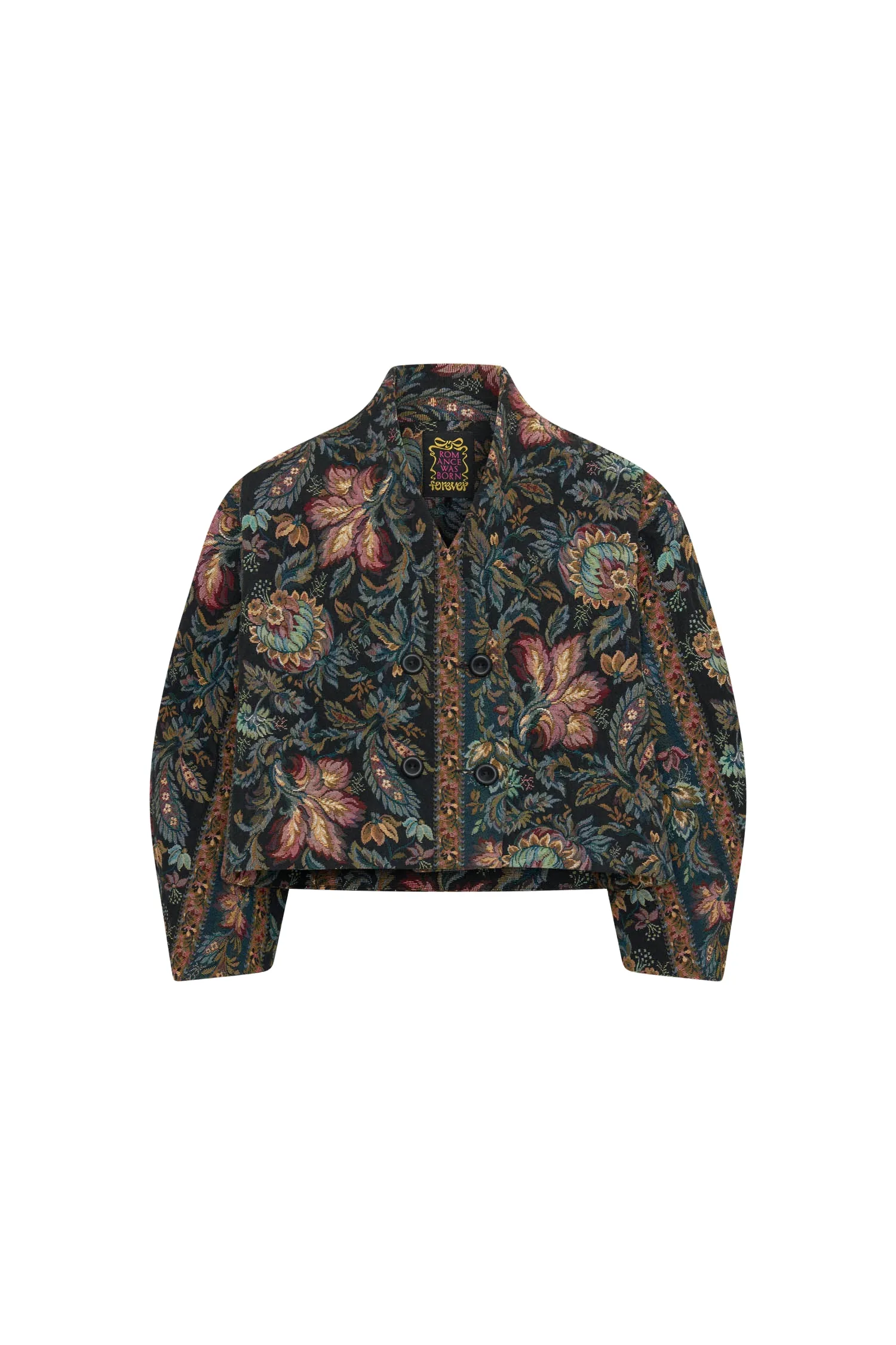 Romance Was Born Floral Jacquard Crop Coat