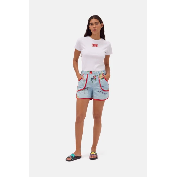 Romance Was Born Fruity Embroidered Shorts, view 2