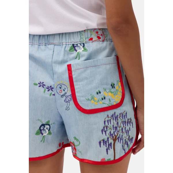 Romance Was Born Fruity Embroidered Shorts, view 5