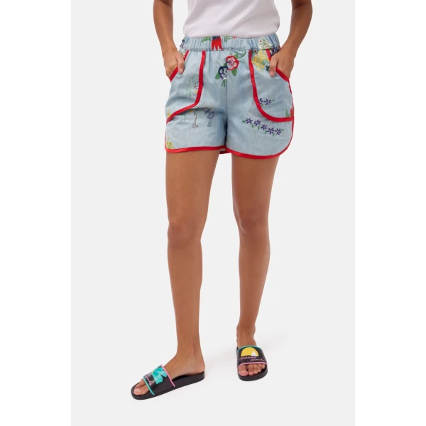 Romance Was Born Fruity Embroidered Shorts, view 6