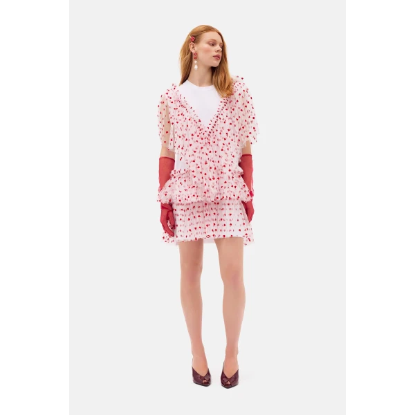 Romance Was Born Heart Tulle Dress, view 3