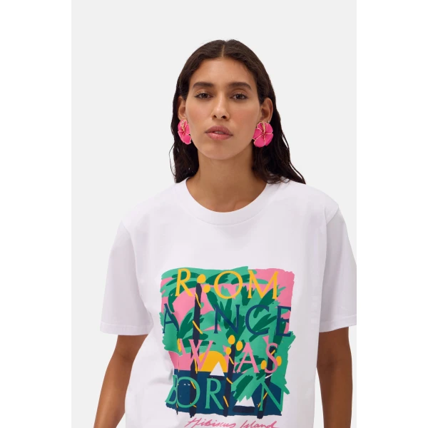 Romance Was Born Hibiscus Island Tee Top, view 6