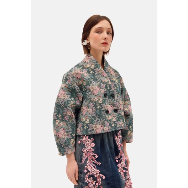 Romance Was Born Pastel Floral Crop Coat, view 2
