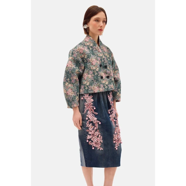 Romance Was Born Pastel Floral Crop Coat, view 4