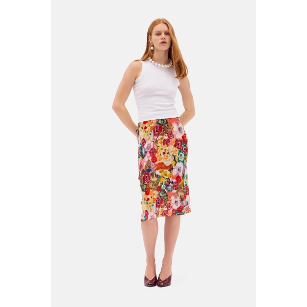 Romance Was Born Persimmon Pleat Skirt, view 2