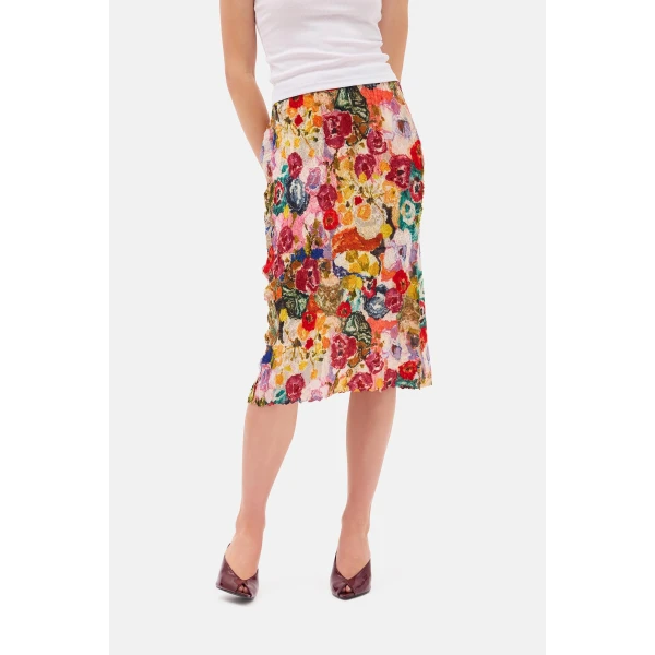 Romance Was Born Persimmon Pleat Skirt, view 3