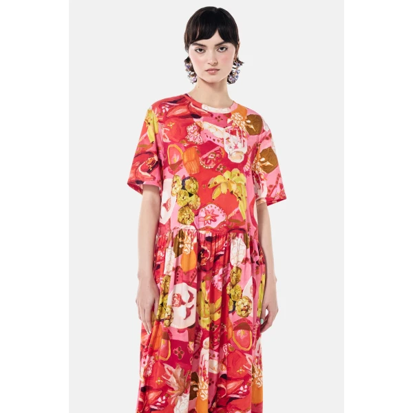 Romance Was Born Pink Banana Tee Dress, view 5