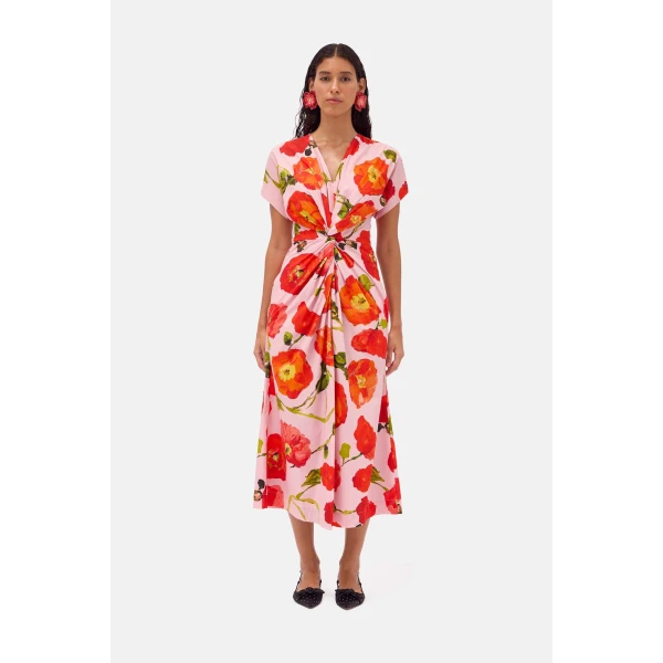 Romance Was Born Pink Poppy Twist Dress, view 2