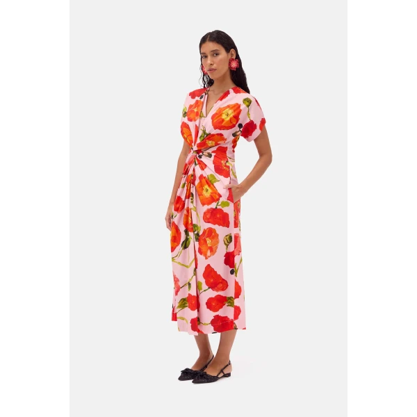 Romance Was Born Pink Poppy Twist Dress, view 3