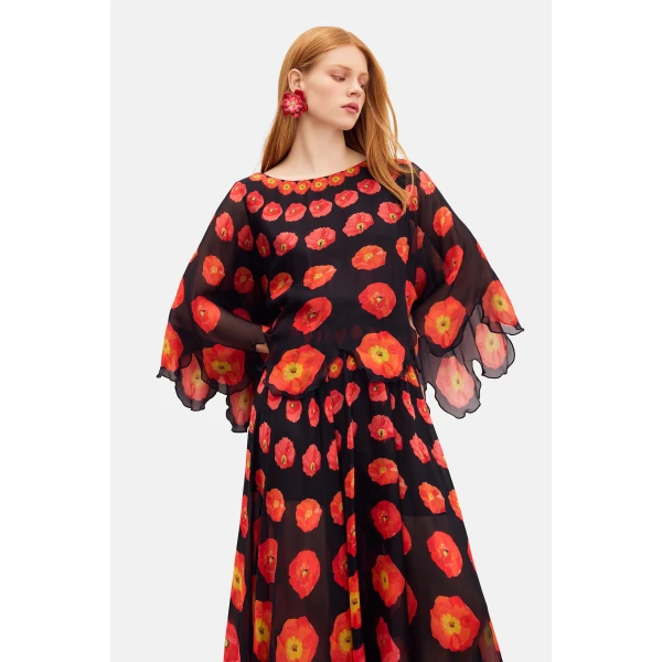 Romance Was Born Poppy Polka Petal Dress, view 5