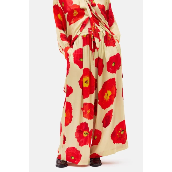 Romance Was Born Poppy Polka Satin Pants, view 3