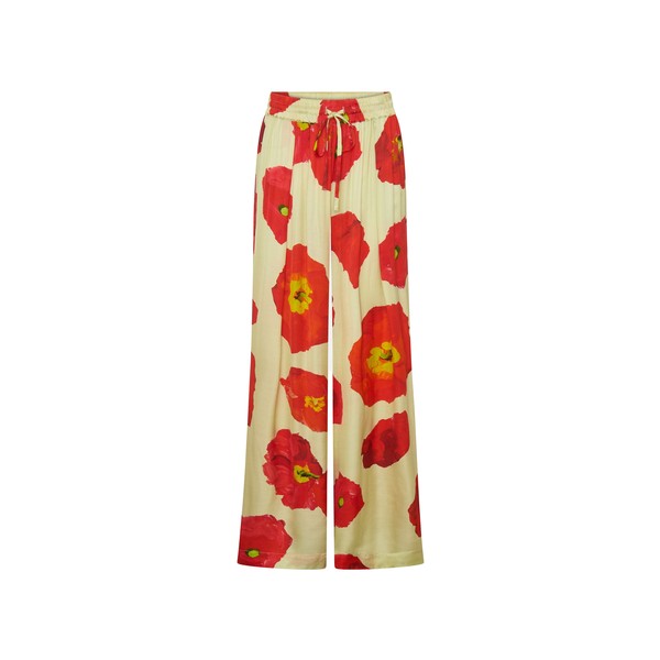Romance Was Born Poppy Polka Satin Pants