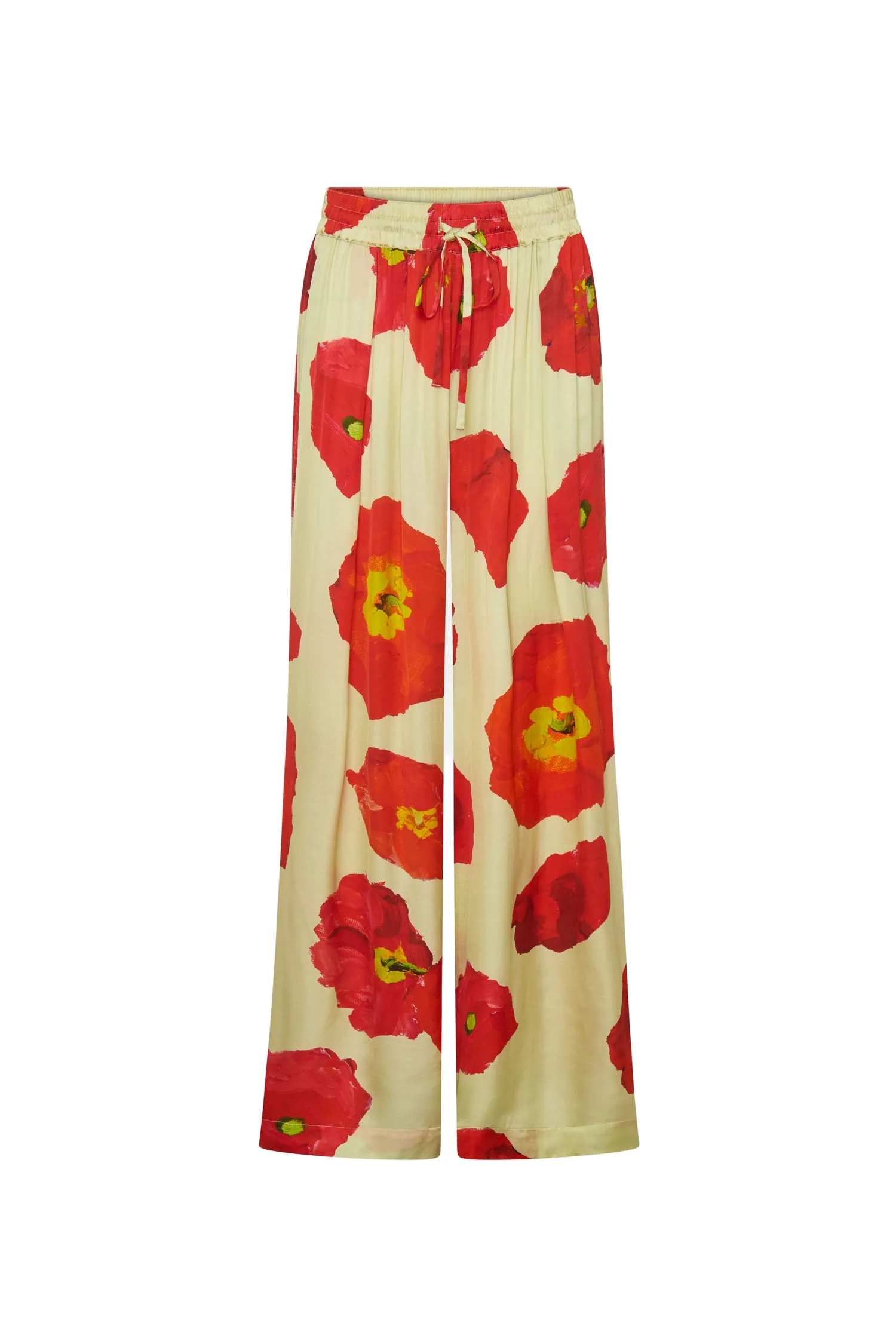 Romance Was Born Poppy Polka Satin Pants