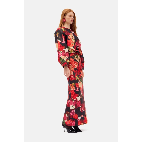 Romance Was Born Red Bouquet Taffeta Bomber Jacket, view 3