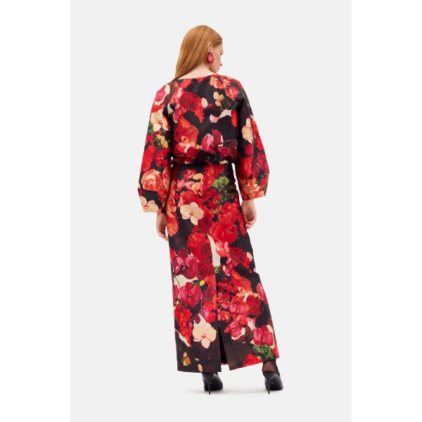 Romance Was Born Red Bouquet Taffeta Skirt, view 5