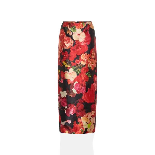 Romance Was Born Red Bouquet Taffeta Skirt