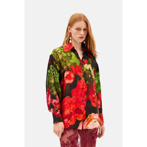 Romance Was Born Red Roses Blouse, view 2